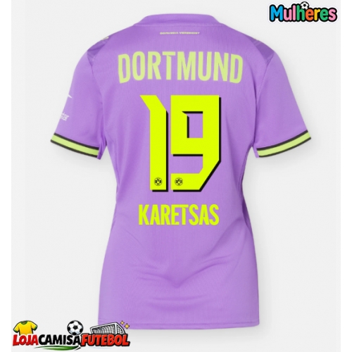 Camisa de Futebol Borussia Dortmund Konstantinos Karetsas #19 Equipamento Alternativo Mulheres 2026-27 Manga Curta